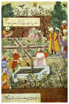Babur superintending in the Garden of Fidelity, 1508 (1956). Artist: Unknown