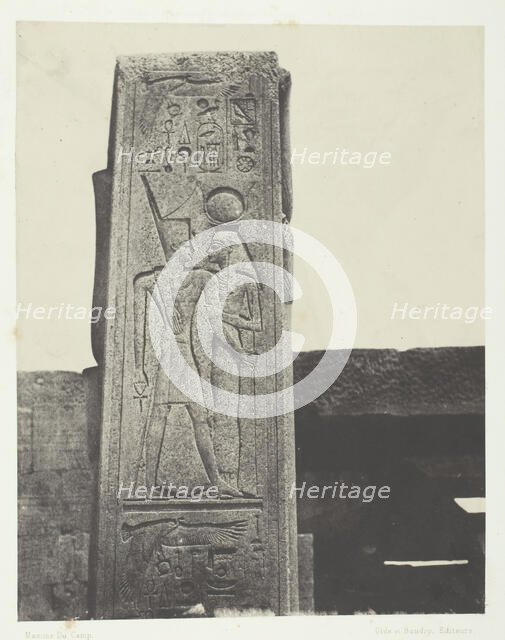 Palais de Karnak, Pilier Devant le Sanctuaire de Granit; Thèbes, 1849/51, printed 1852. Creator: Maxime du Camp.