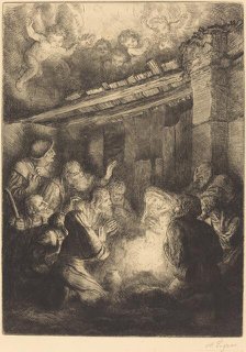 The Adoration of the Shepherds (L'adoration des bergers). Creator: Alphonse Legros.