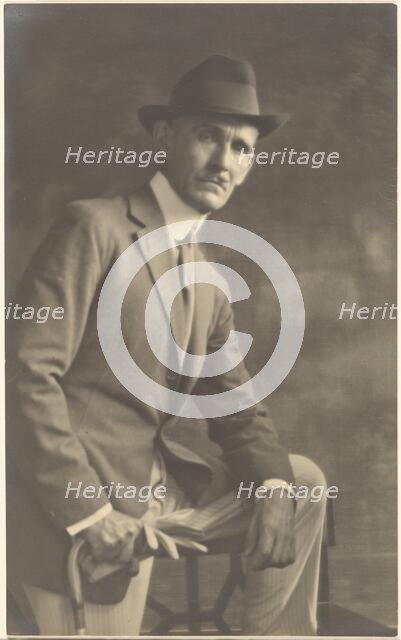 Portrait of a Man with Cane and Gloves, 1907-1943. Creator: Louis Fleckenstein.