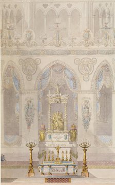 Elevation of Altar with Statue of Louis I, Reims Cathedral, n.d.. Creators: Charles Percier, Pierre Francois Leonard Fontaine.