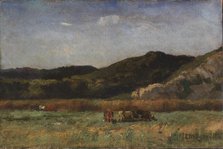 Untitled (landscape with cows grazing, hills), 1891. Creator: Edward Mitchell Bannister.