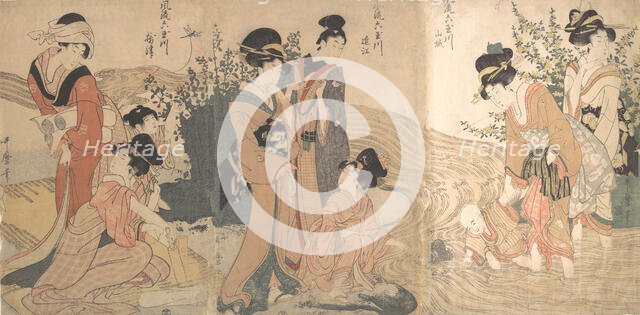 Women and Children on the Banks of a Stream, late 18th-early 19th century. Creator: Kitagawa Utamaro.