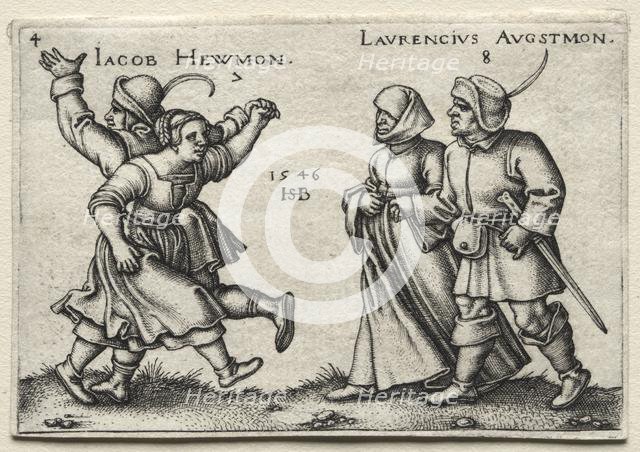 The Village Wedding: Jacob Hewmon / Lawrencius Augstmon, 1546. Creator: Hans Sebald Beham (German, 1500-1550).