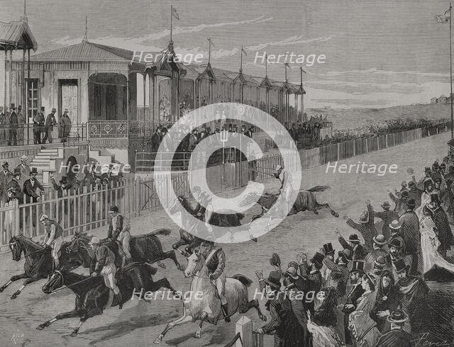 Horse racing at Hipódromo de la Castellana (La Castellana Racecourse), Madrid, Spain...1878 (1879).  Creator: Bernardo Rico.