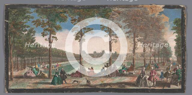 View of the pond of the garden of the Palais de Fontainebleau, 1700-1799. Creators: Anon, Jacques Rigaud.