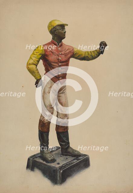 Jockey Hitching Post, c. 1937. Creator: Elizabeth Fairchild.