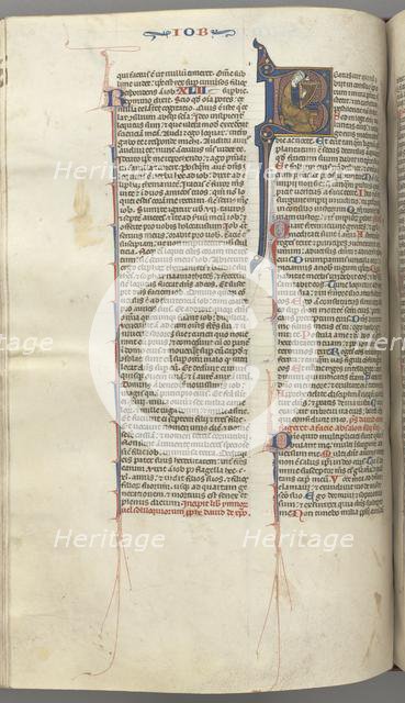 Fol. 214v, Psalm 1, historiated initial 8, David harping, c. 1275-1300. Creator: Unknown.