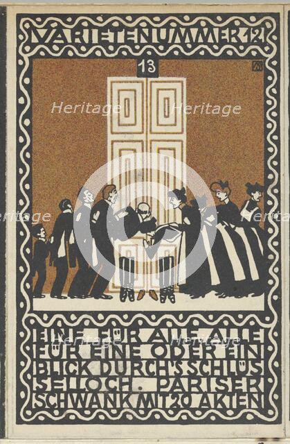 Variety Act 12: One for All, All for One or a Glimpse through the Keyhole (Varietenummer 1..., 1907. Creator: Moritz Jung.