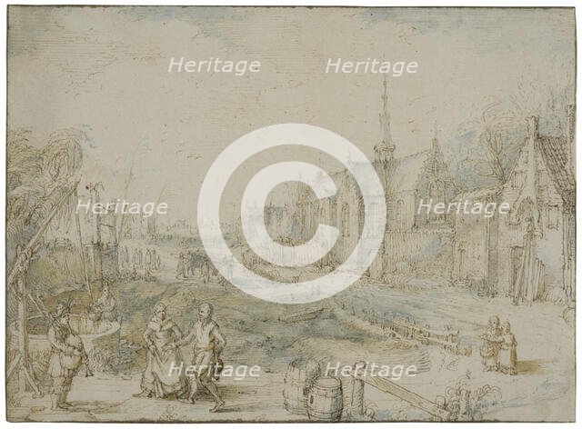 Village street with church. Creator: Cornelis Claesz van Wieringen.