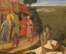 Saint Romuald Forbidding Entry to the Monastery to Emperor Otto III, ca 1430-1435. Creator: Angelico, Fra Giovanni, da Fiesole (ca. 1400-1455).
