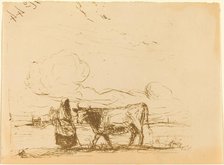 Cow and Its Keeper (La Vache et sa gardienne), 1860. Creator: Jean-Baptiste-Camille Corot.
