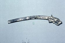 Runic inscription on Anglo-Saxon Silver-Gift Mount, c7th century. Artist: Unknown.