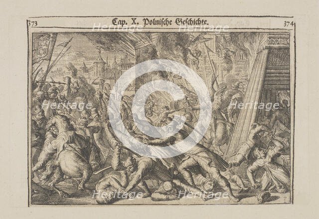 Fighting in the streets of Moscow between Russians and Poles in 1611, 1699. Creator: Hooghe, Romeyn de (1645-1708).