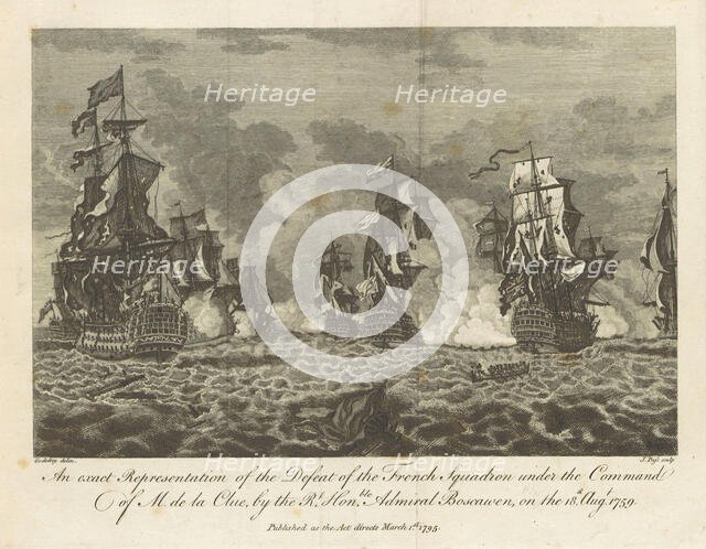 ...the Defeat of the French Squadron...by Admiral Boscawen, on the 18th Aug. 1759, (1800). Creator: J Pass.