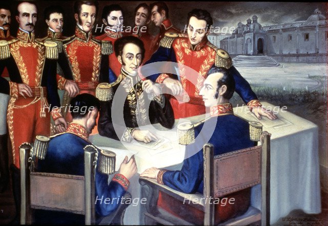 Bolivar and his generals in 1822.