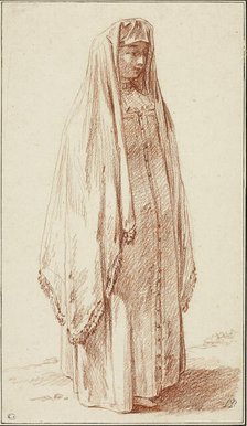 A Woman in Russian Dress, 1780. Creator: Jean Baptiste Le Prince.