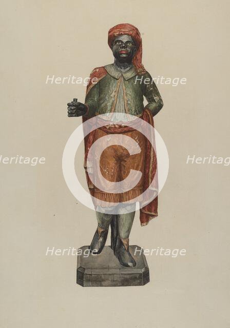 Cigar Store Figure - Blackamoor, c. 1938. Creator: Dorothy Handy.