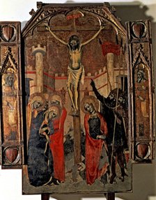  'The Crucifixion', end of the central street of the Almudaina main altarpiece. Commissioned by t…