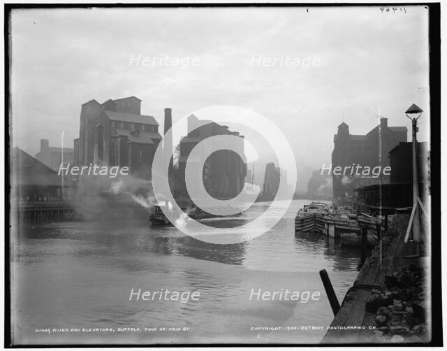 River and elevators, Buffalo, foot of Main St., c1900. Creator: Unknown.
