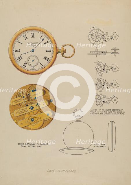 Watch and Case, c. 1937. Creator: Harry G Aberdeen.