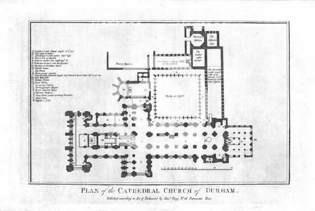 'Plan of the Cathedral Church of Durham.', late 18th century. Artist: Unknown.