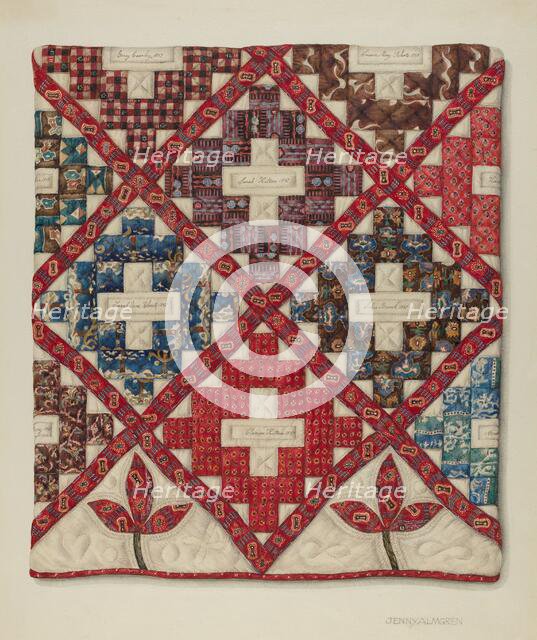 Patchwork Quilt, c. 1938. Creator: Jenny Almgren.