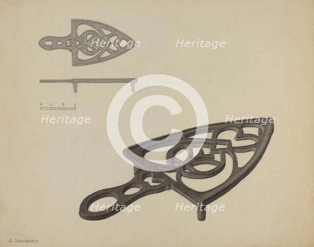 Pa. German Flat-iron Holder, c. 1938. Creator: Gordon Sanborn.