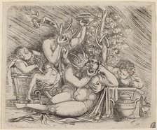 Bacchanalian Scene with Satyrs and a Maenad, c. 1515. Creator: Master of 1515.