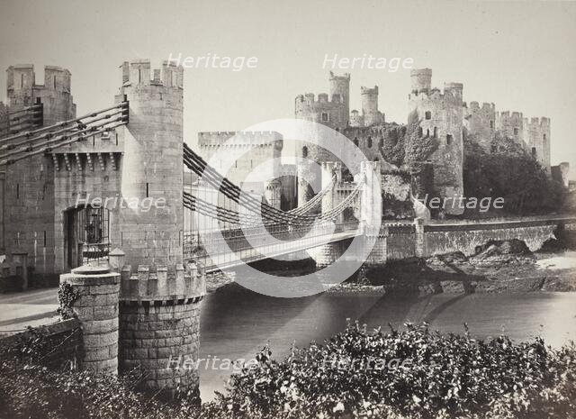 Conway Castle & Suspension Bridge From The Island (687), Printed c.1860. Creator: Francis Bedford.