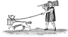 Constable of the Watch with his dog from Much Ado About Nothing Act3 Sc3, 17th century. Artist: Unknown