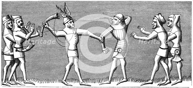 Vailets of falconry, 14th century (1849). Artist: Unknown