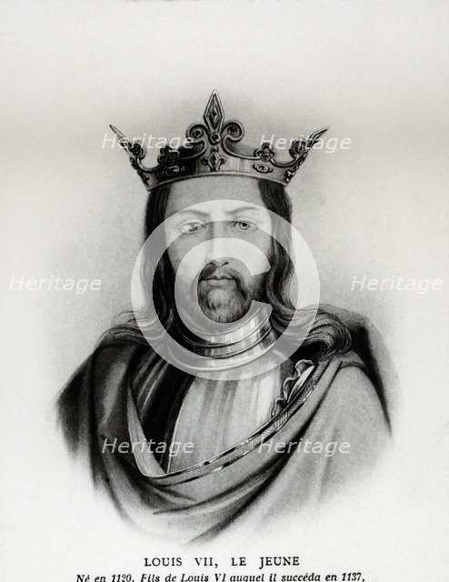 Louis VII, the young, (1120-1180) King of France, from 1137-1180, engraving.