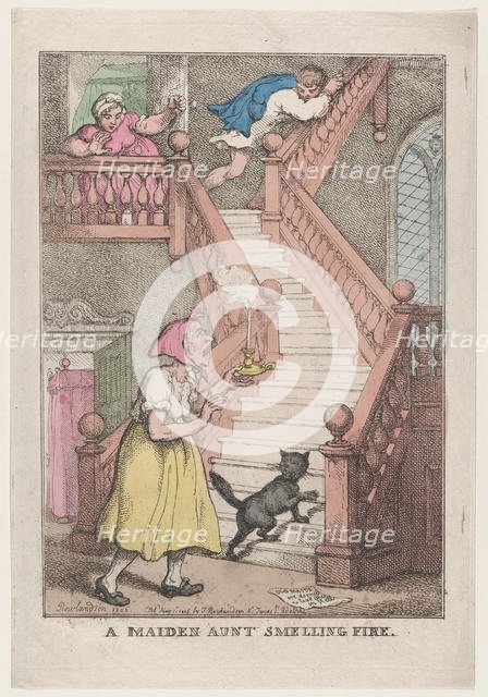 A Maiden Aunt Smelling Fire, May 4, 1806., May 4, 1806. Creator: Thomas Rowlandson.