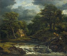 Wooded Landscape with Waterfall and Approaching Storm, c1655. Creator: Jacob van Ruisdael.
