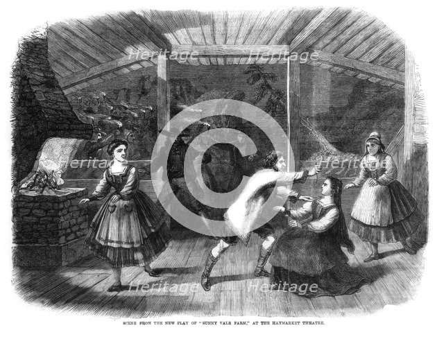 Scene from the play Sunny Vale Farm, performed at the Haymarket Theatre, London, 1864. Artist: Unknown