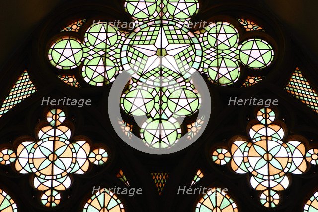 Stained glass window, Lala Mustafa Pasha Mosque, Famagusta, North Cyprus.