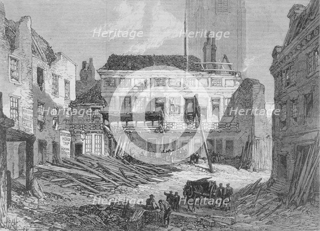 View of the demolition of the Saracen's Head Inn, Snow Hill, City of London, 1868. Artist: RCH