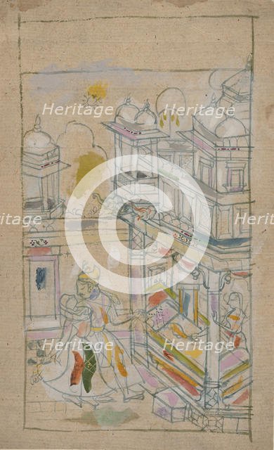 Lovers Returning to a Palace, late 18th century. Creator: Unknown.