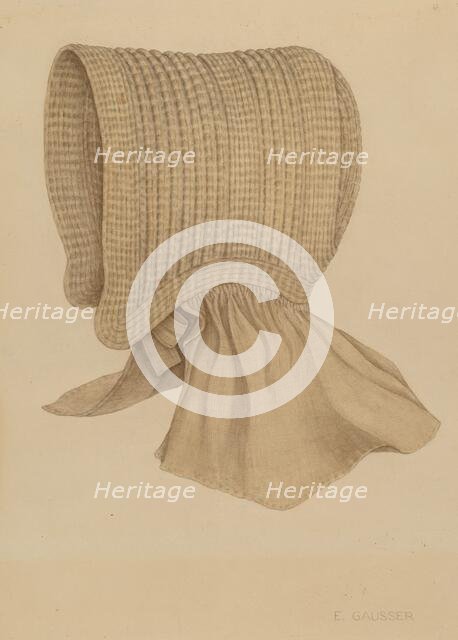 Quaker's Baby Bonnet, c. 1937. Creator: Eleanor Gausser.
