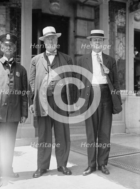 Thomas Haggerty centre, with Thomas Cairns, 1914. Creator: Harris & Ewing.