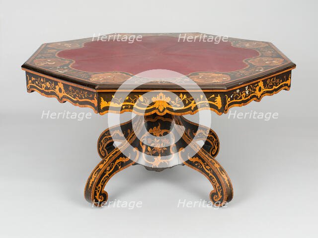 Octagonal Library Table, London, c. 1840; designed 1832. Creators: Richard Hicks Bridgens, Edward Holmes Baldock.