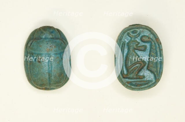 Scarab: Baboon with Ma’at Feather, Egypt, New Kingdom, Dynasty 18 (about 1550-1295 BCE). Creator: Unknown.