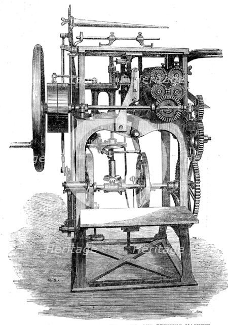 The International Exhibition: Gruner's patent folding, stitching and pressing machine, 1862. Creator: Unknown.