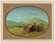 Buffalo Chase - Bulls Protecting the Calves, 1861/1869. Creator: George Catlin.