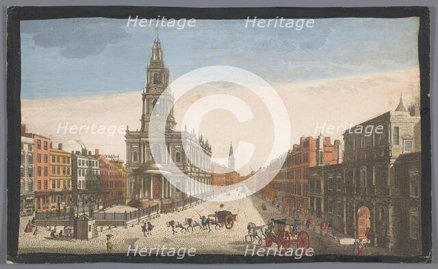 View of Somerset House and Saint Mary-le-Strand Church in London, 1753. Creator: Thomas Bowles.