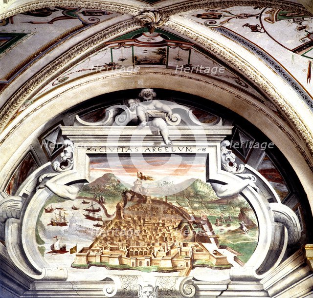 View of Algiers, taken from the work of Braun 'Civitates orbis terrarum', fresco in the upper gal…