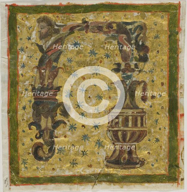 Decorated Initial "N" with Terme (or Grotesque) and Urn from a Manuscript, n.d. Creator: Unknown.