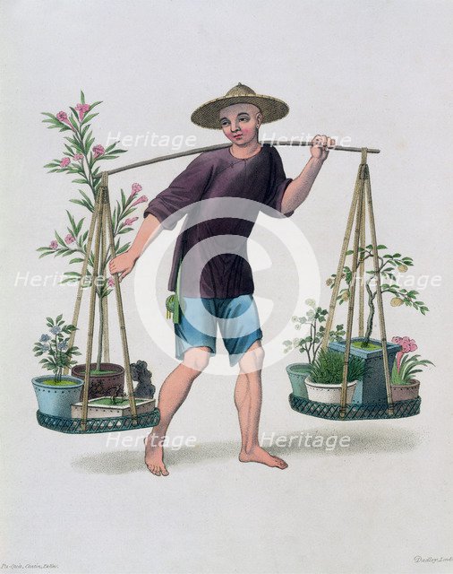 'A Porter with Fruit Trees and Flowers', China, 1800. Artist: J Dadley