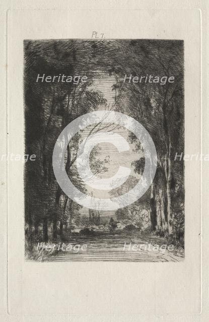 Traveler on a Road in a Forest, 1866. Creator: Maxime Lalanne (French, 1827-1886).